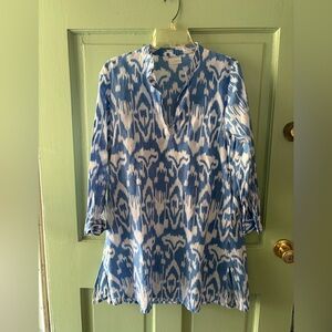 Livro ikat Print Cotton Summer dress with Pockets Tunic Blouse Size S